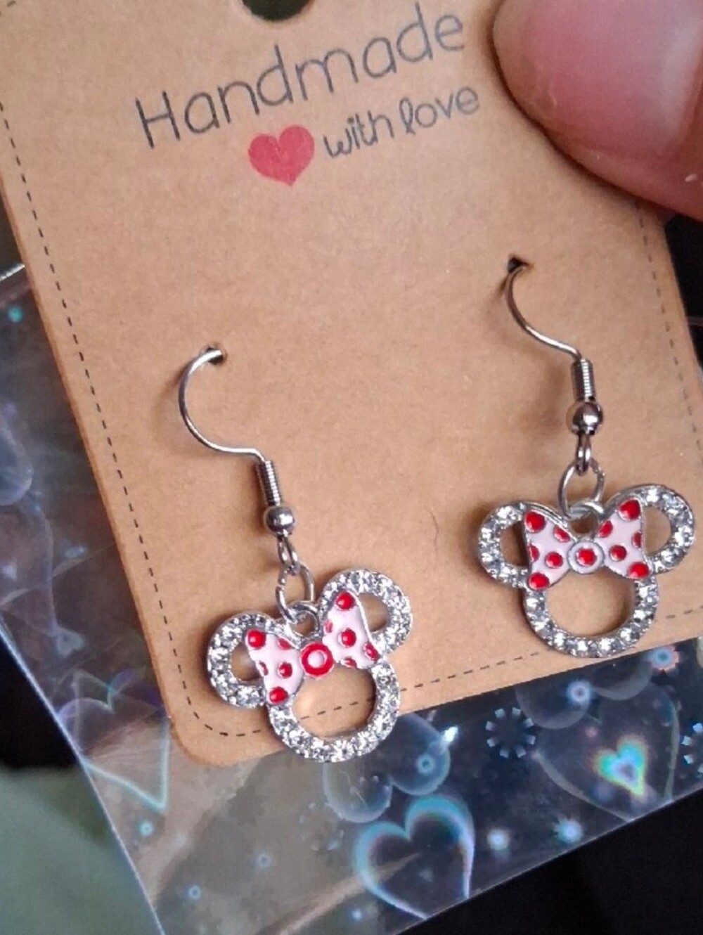 $8 Each Or Bundle 5/$20 Handmade Kids Silver Minnie Mouse Dangle Earrings